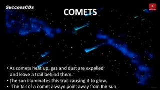 • The tail of a comet always point away from the sun.
 
