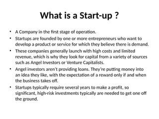 Start-Ups Lecture and Entrepreneurial ideas | PPTX