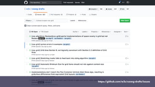 https://github.com/w3c/csswg-drafts/issues
 