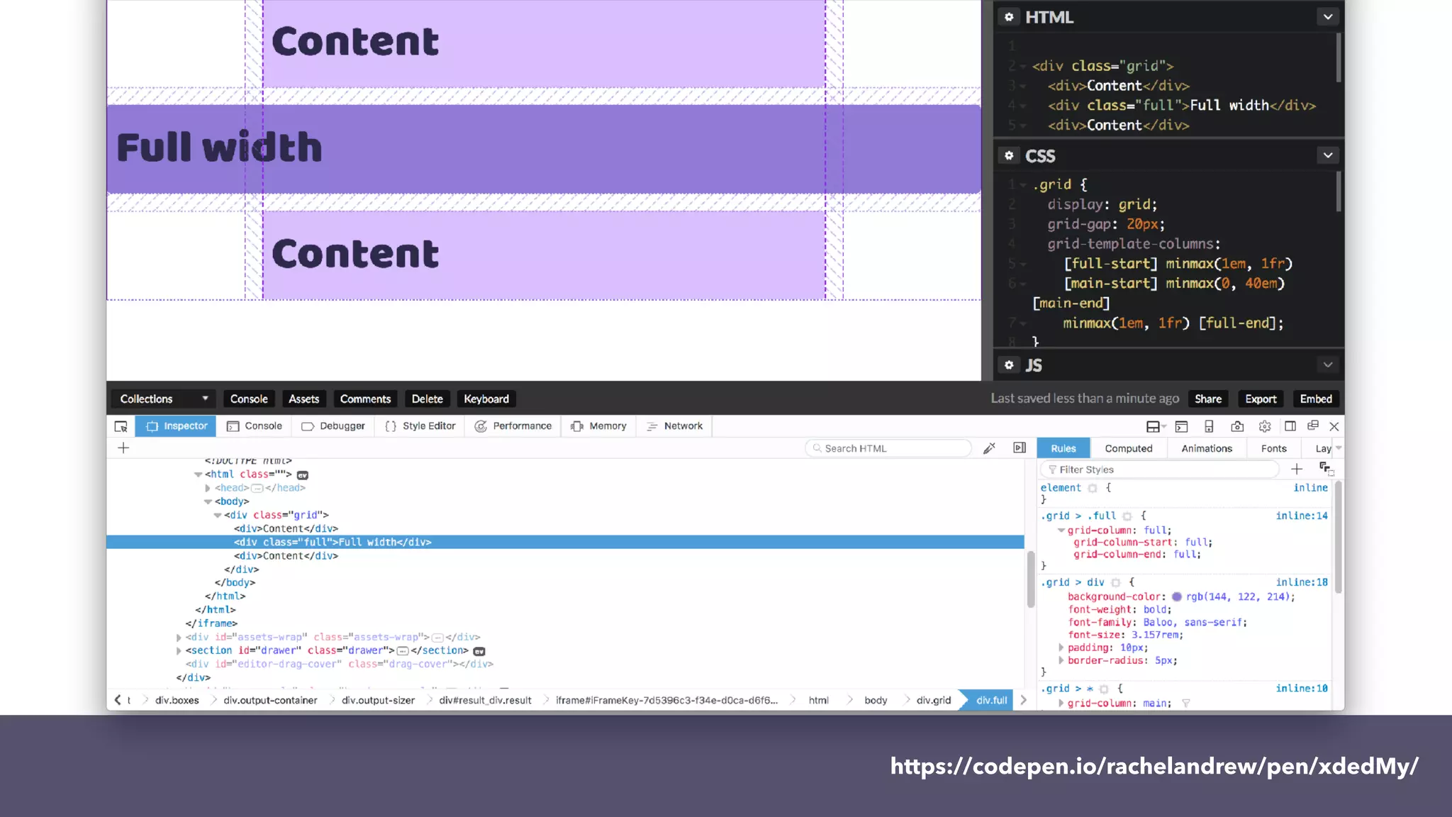 https://codepen.io/rachelandrew/pen/xdedMy/
 