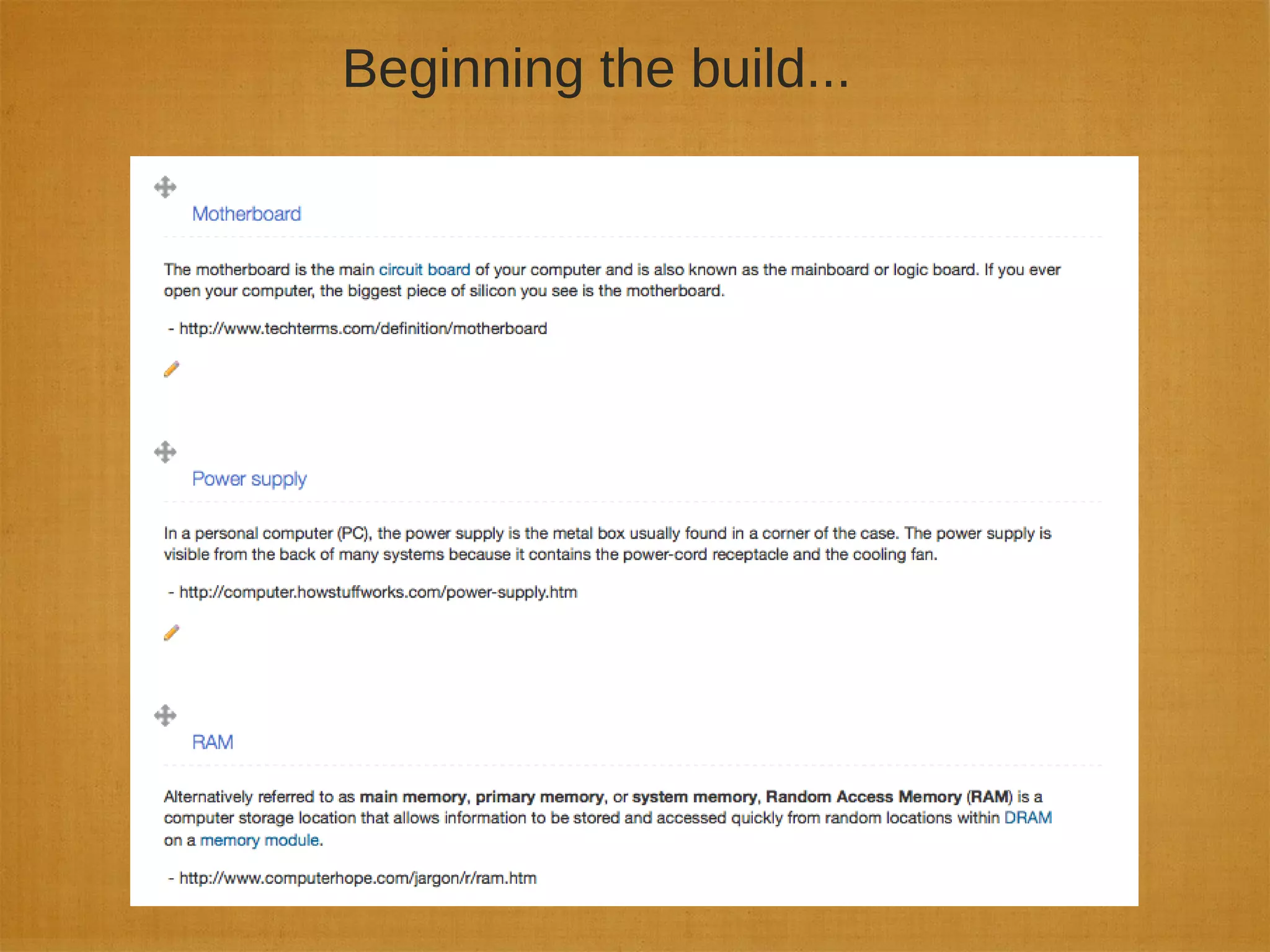 Beginning the build...
 