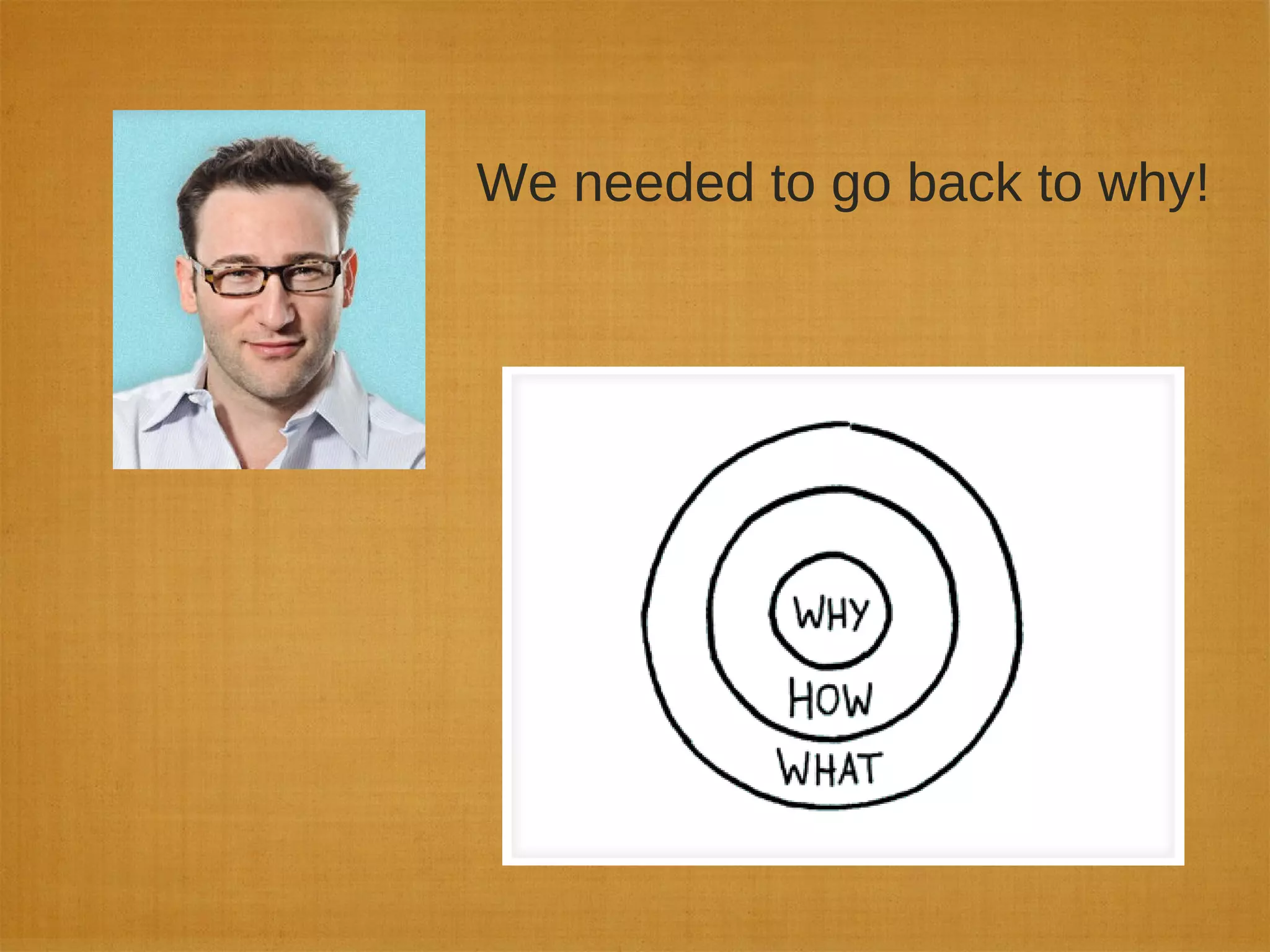 We needed to go back to why!
 
