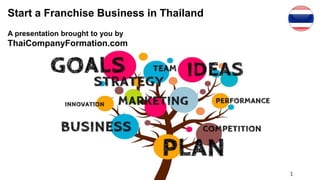 Start a Franchise Business in Thailand
A presentation brought to you by
ThaiCompanyFormation.com
1
 
