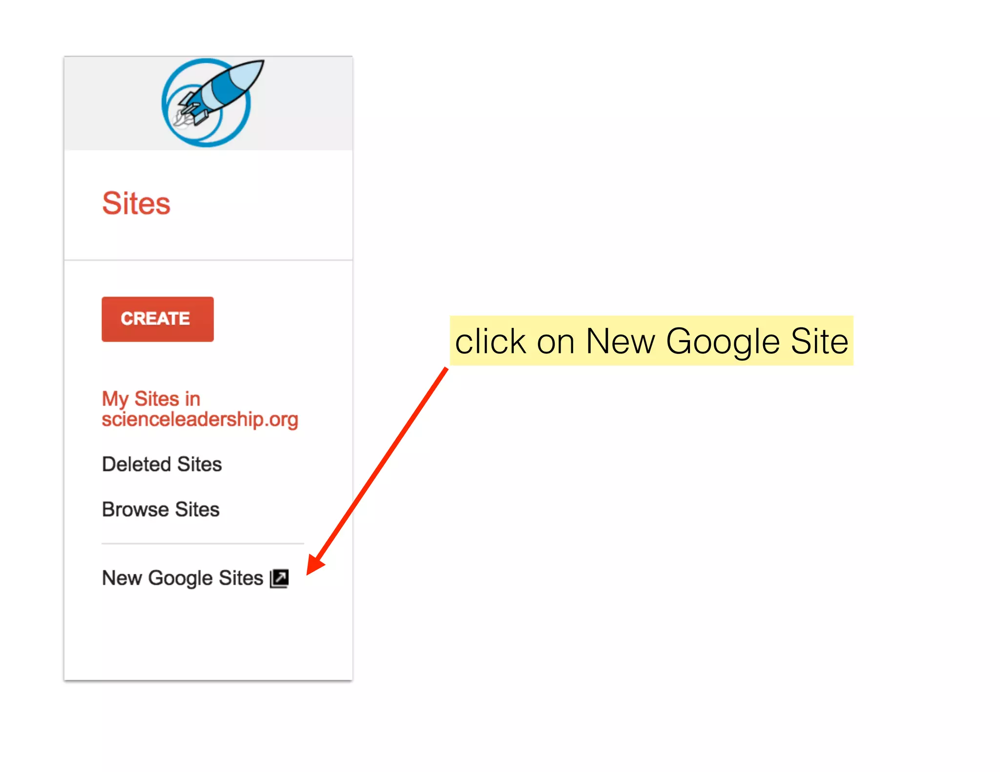 click on New Google Site