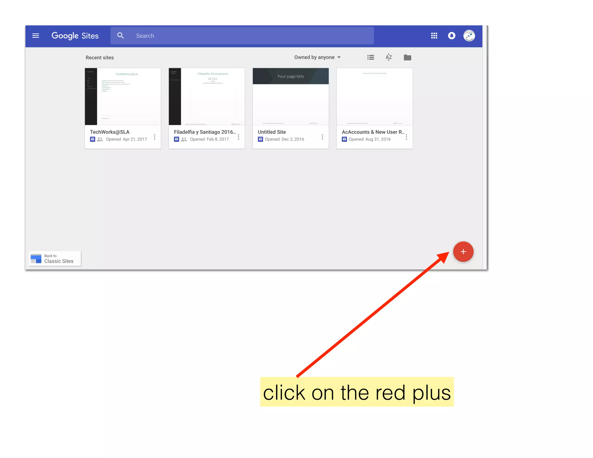 click on the red plus