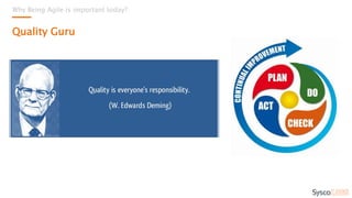 Why Being Agile is important today?
Quality Guru
How long do you think
it took the iPad to reach
50 million Users worldwide
after its release in April 2010?
80 days.
 
