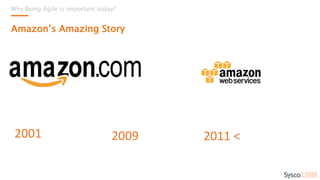 Why Being Agile is important today?
Amazon’s Amazing Story
2001 2009 2011 <
 