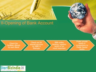 II-Opening of Bank Account 