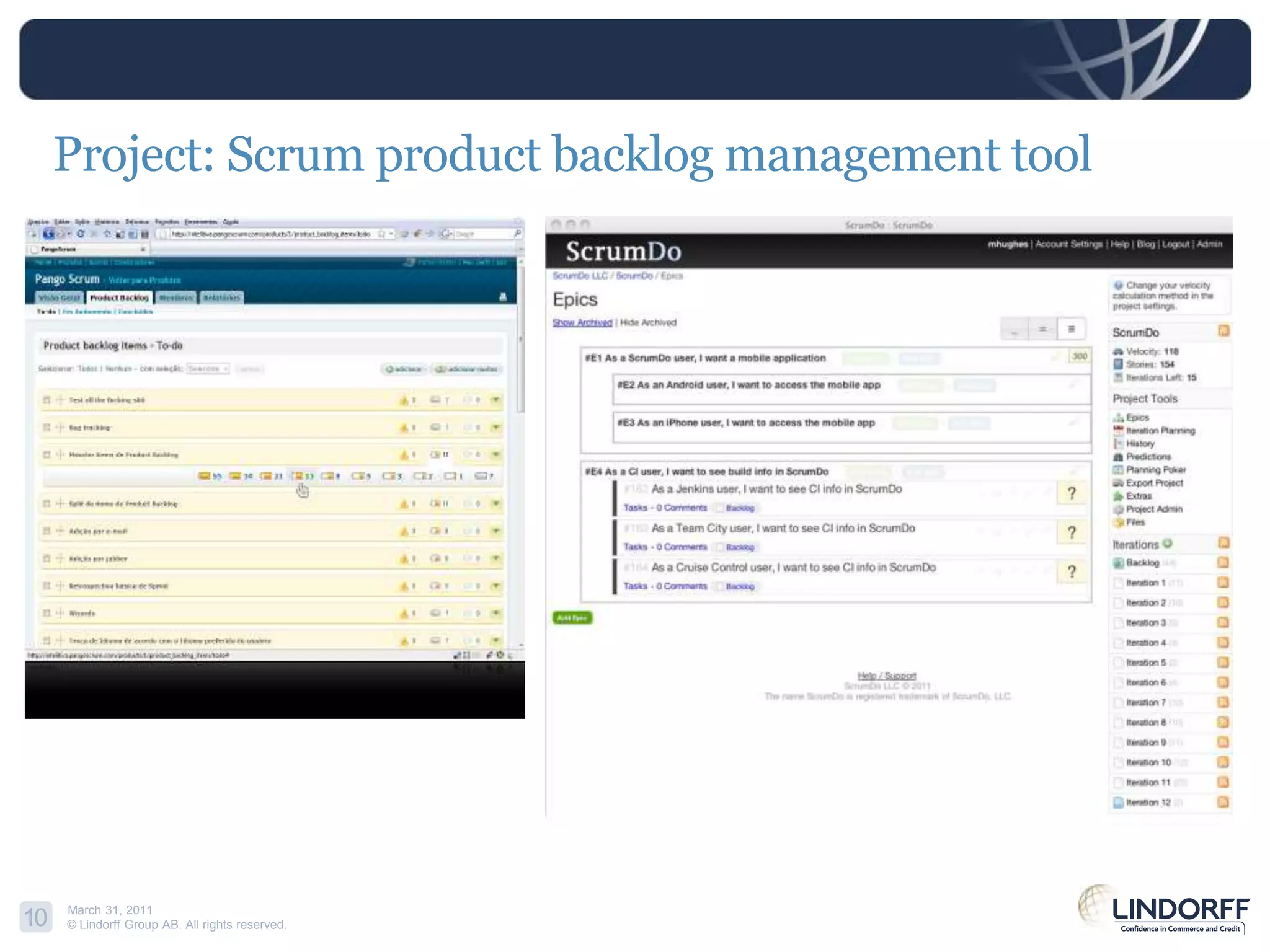 Project: Scrum product backlog management tool