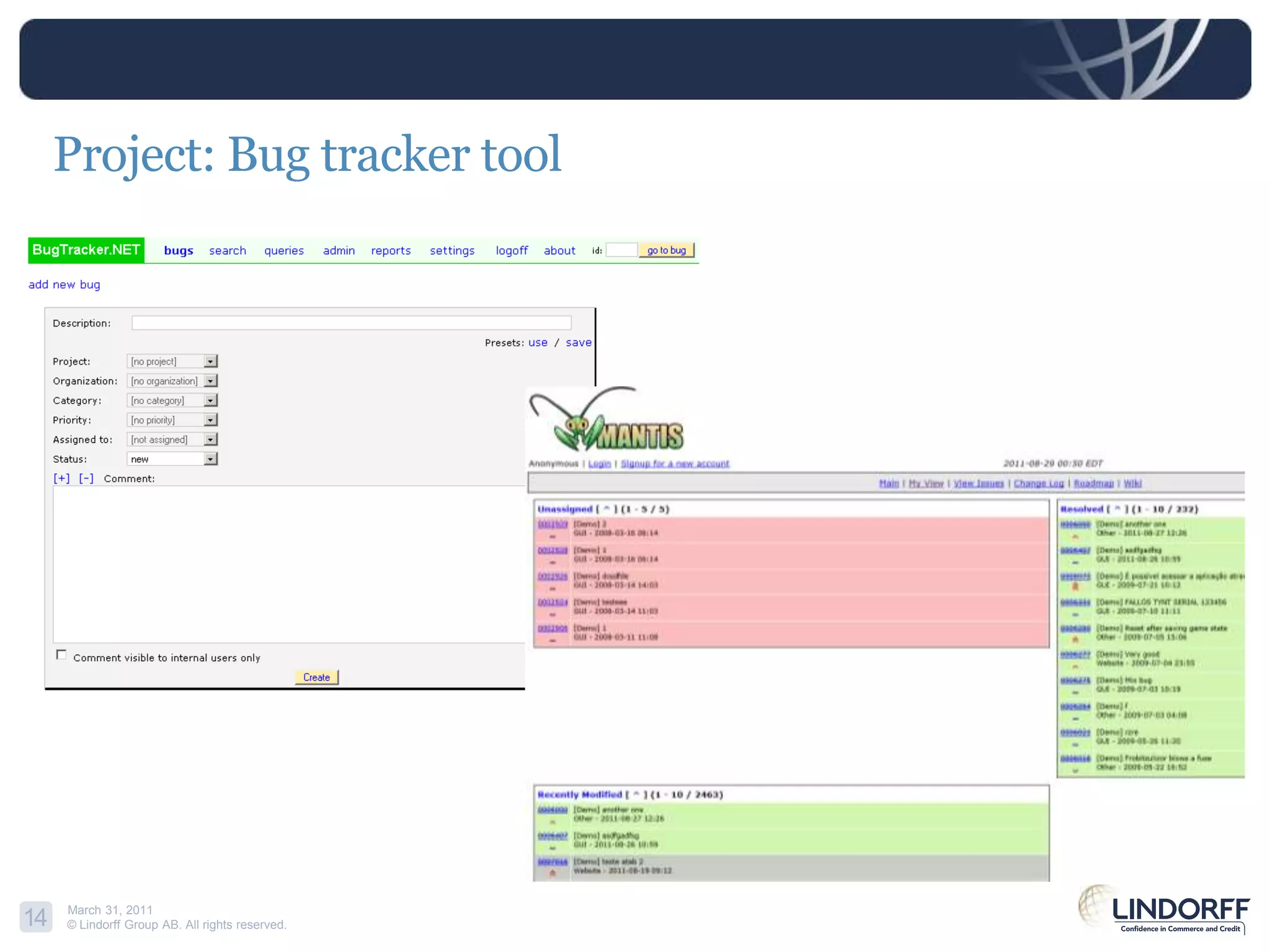 Project: Bug tracker tool
