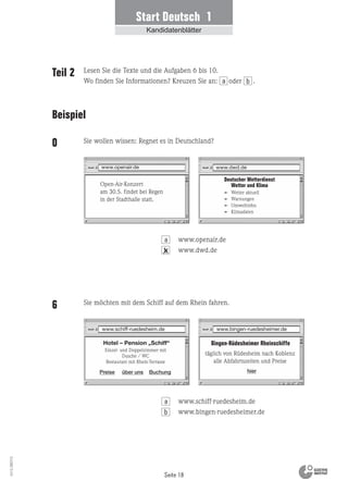 Goethe-zertifikat a1 start deutsch 1- beispiel prüfung modellsatz