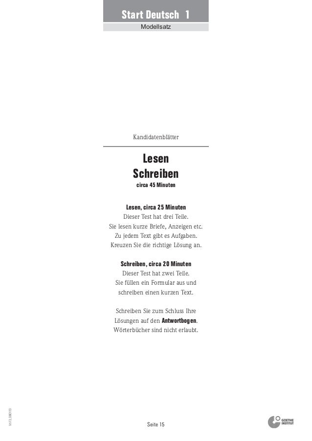 Start Deutsch 1 Modelltest Prüfung Start Deutsch 1 Die
