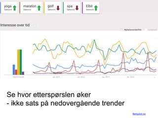 Se hvor etterspørslen øker
- ikke sats på nedovergående trender
Nettpilot.no
 