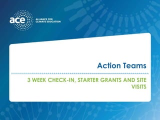 Action Teams 3 WEEK CHECK-IN, STARTER GRANTS AND SITE VISITS 