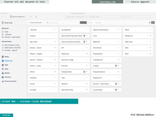 CC-BY- Prof. Michele MaffucciCC-BY-SA
Starter kit del docente hi tech blocco appuntievernote.com
client Mac - visione lista Notebook
 