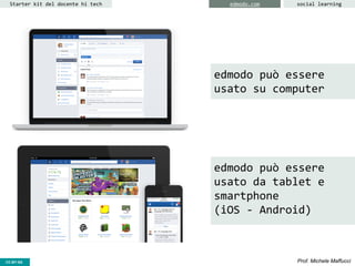 CC-BY- Prof. Michele MaffucciCC-BY-SA
Starter kit del docente hi tech edmodo.com social learning
edmodo può essere
usato su computer
edmodo può essere
usato da tablet e
smartphone
(iOS - Android)
 