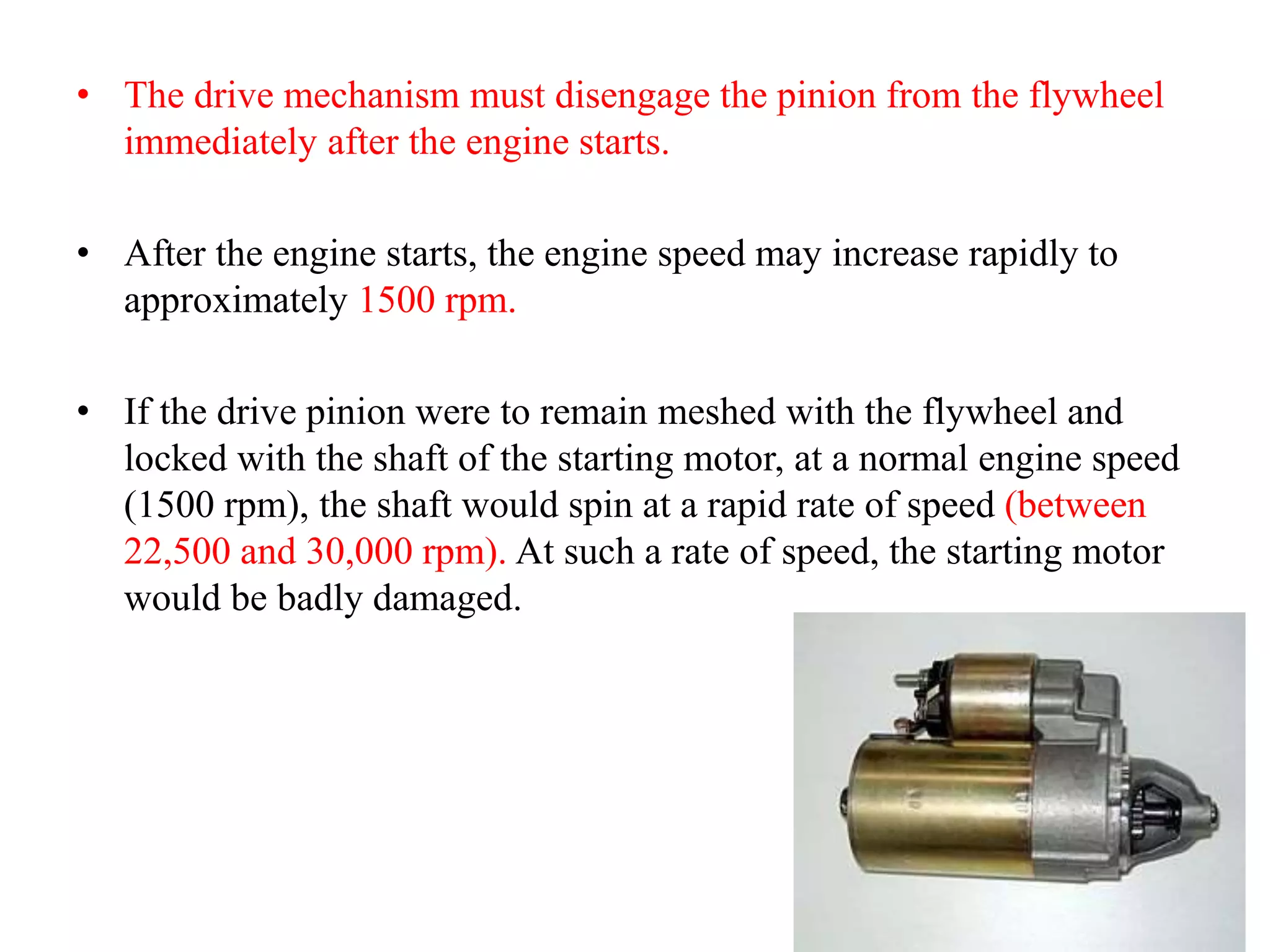 Starter motor drive mechanism