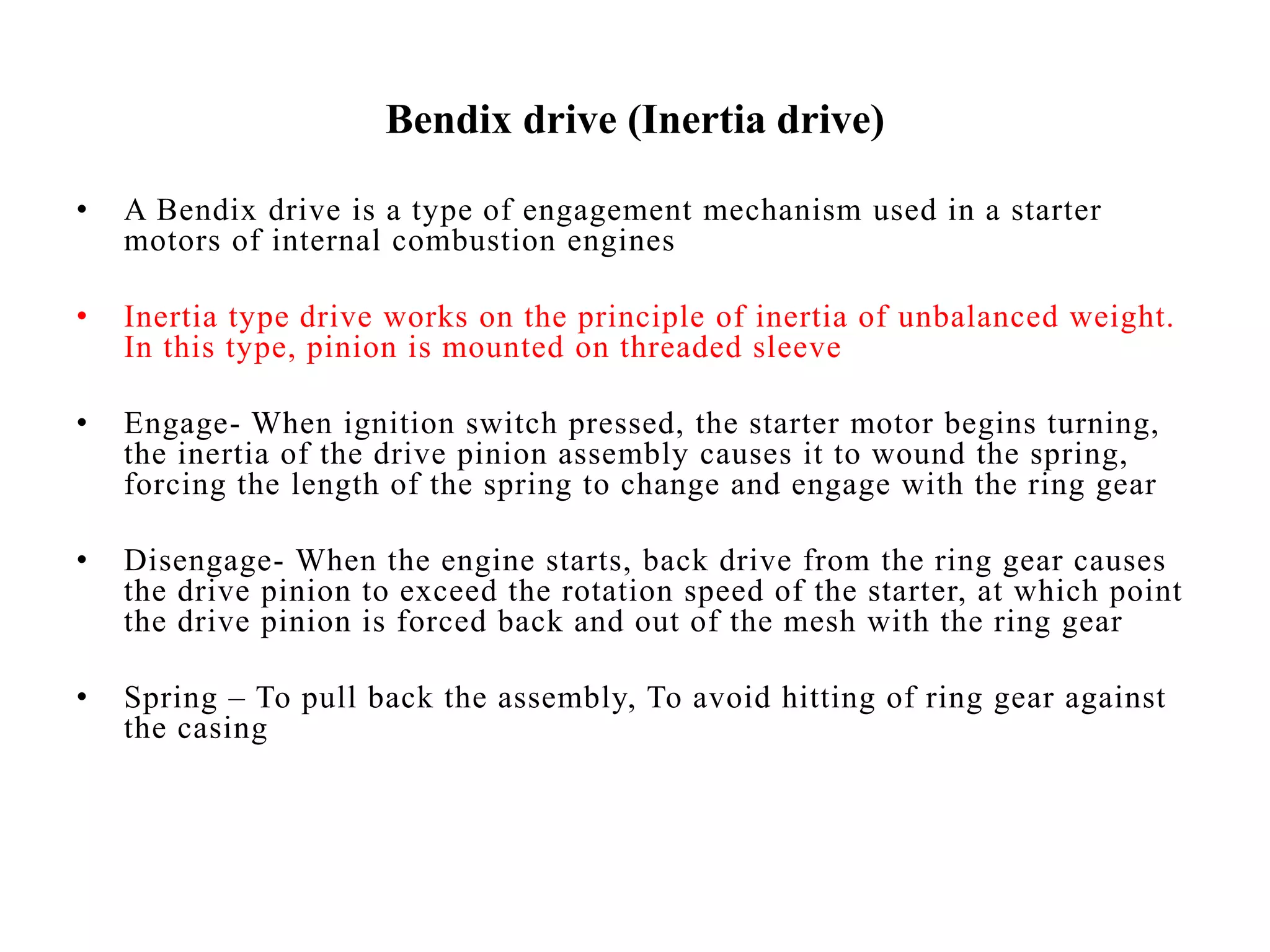 Starter motor drive mechanism
