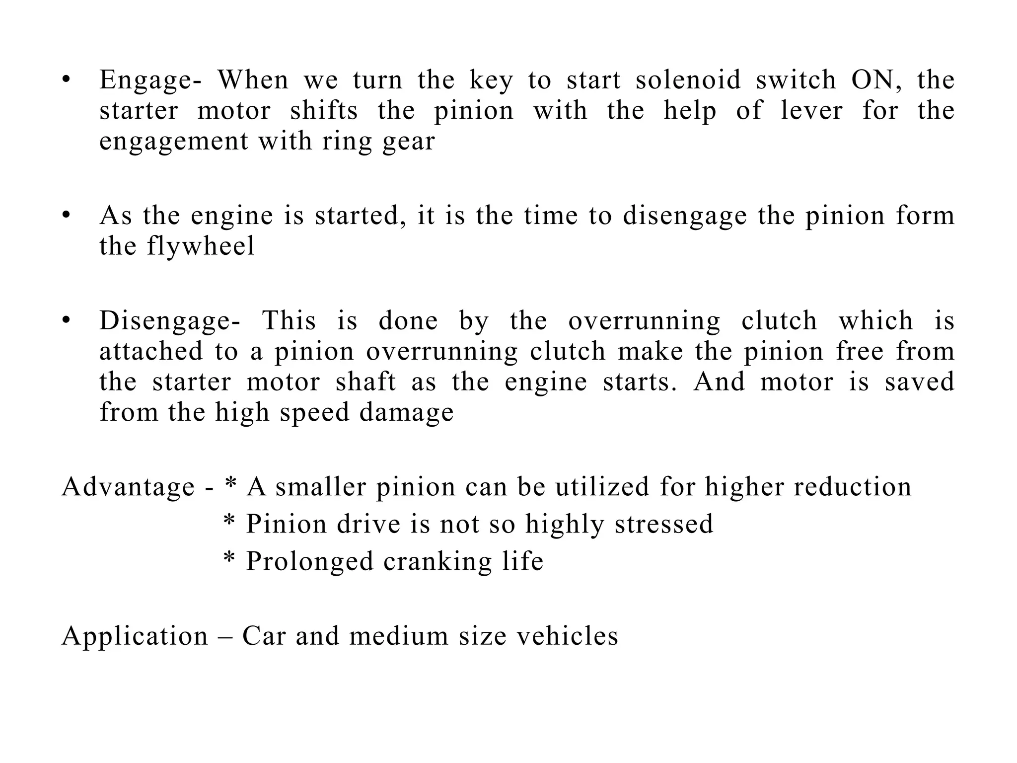 Starter motor drive mechanism