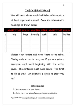 Starter Worksheets