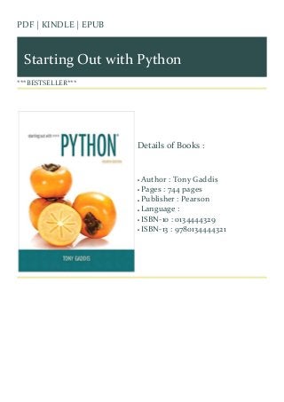 Get Books (PDF) Starting Out with Python