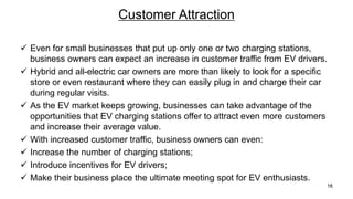 Customer Attraction
 Even for small businesses that put up only one or two charging stations,
business owners can expect ...