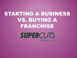 STARTING A BUSINESS
VS. BUYING A
FRANCHISE
 