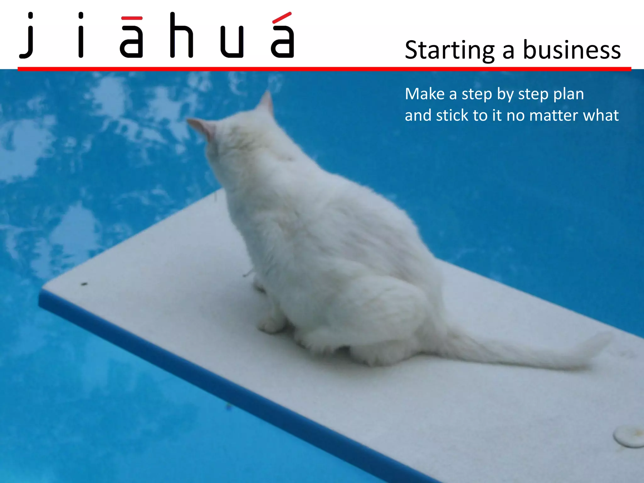 Starting a business
Make a step by step plan
and stick to it no matter what
 
