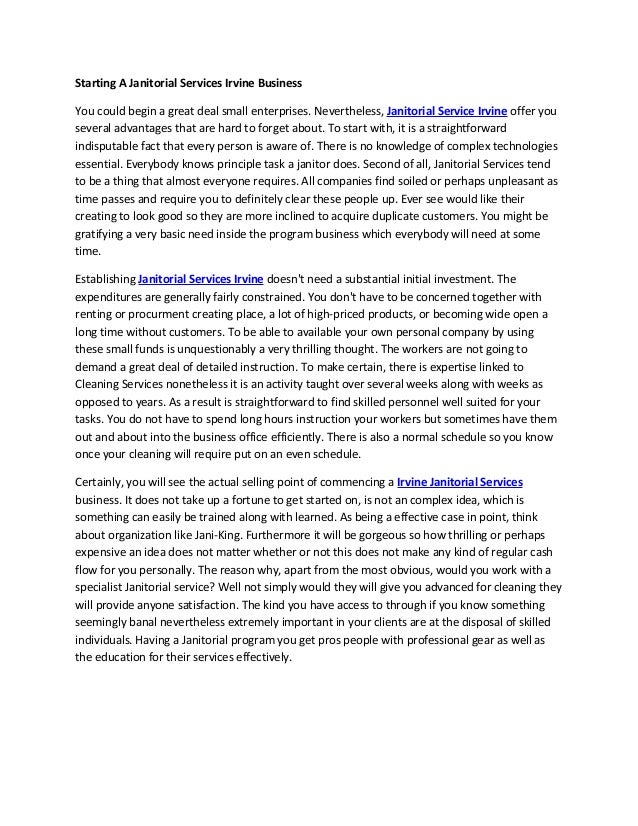Starting A Janitorial Services Irvine Business