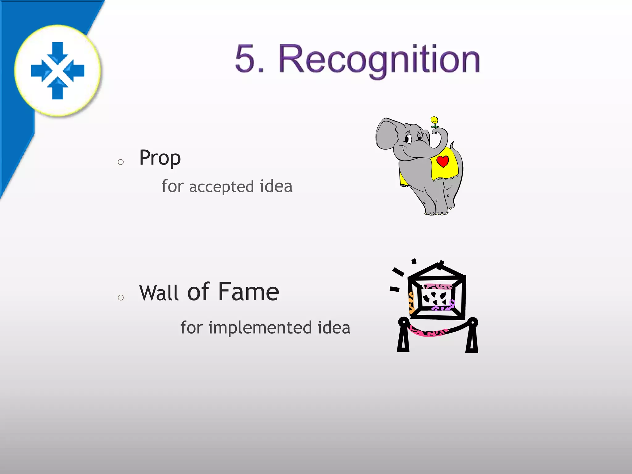 o   Prop
      for accepted idea




o   Wall   of Fame
           for implemented idea
 