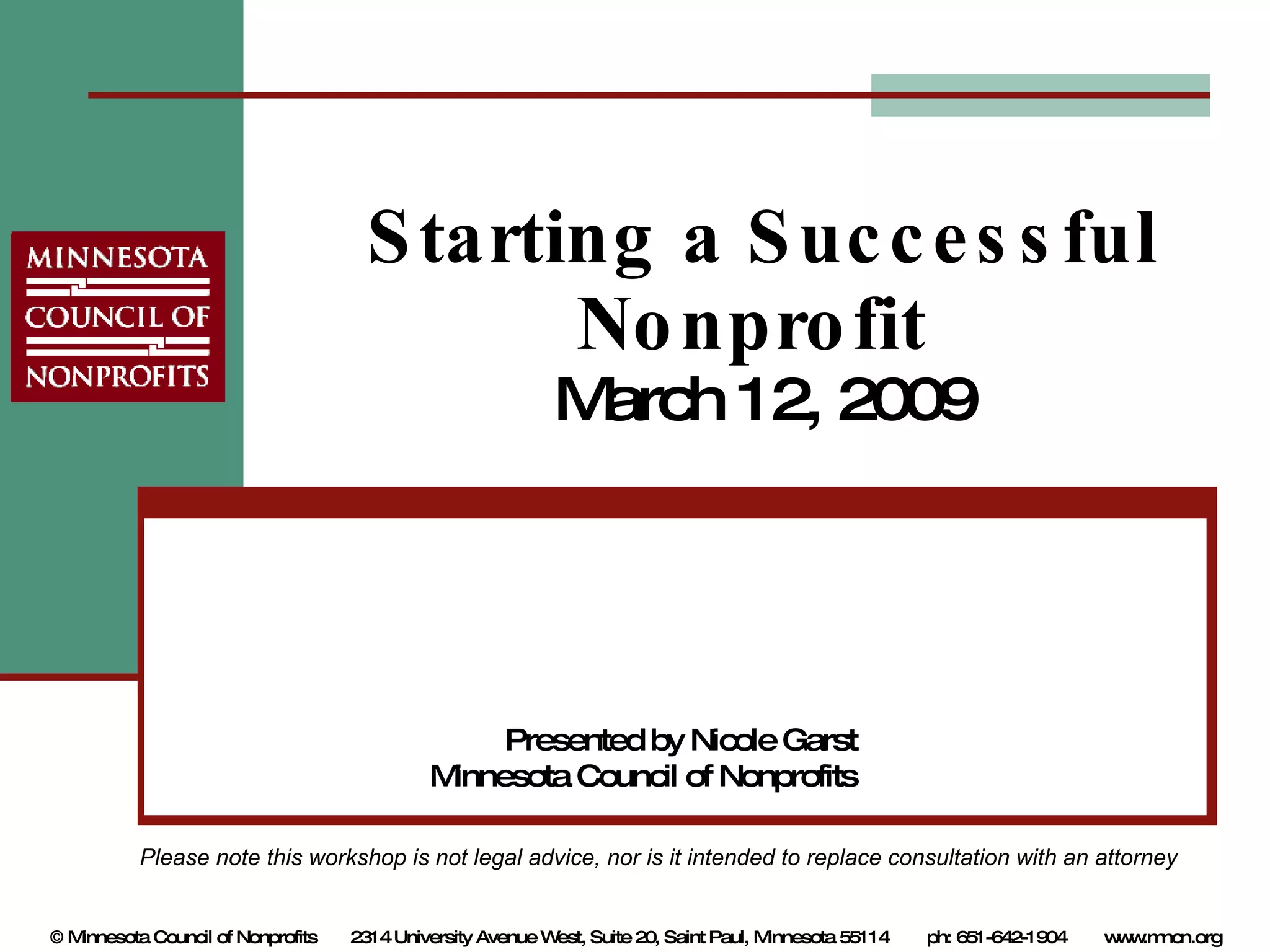 Starting a nonprofit in minnesota ppt