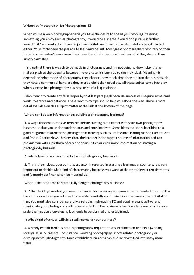 Starting a photography business