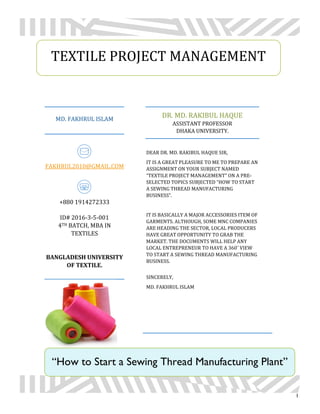 Starting a sewing thread manufacturing business