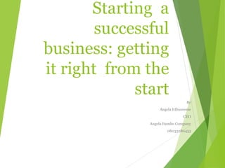Starting a
successful
business: getting
it right from the
start
By
Angela ItIhunweze
CEO
Angela Itambo Company
08033280453
 