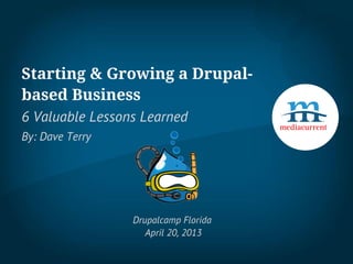 Starting & Growing a Drupal-
based Business
6 Valuable Lessons Learned
By: Dave Terry
Drupalcamp Florida
April 20, 2013
 