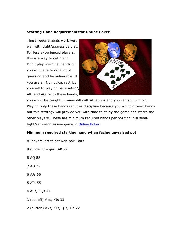 Tight aggressive poker starting hands pictures