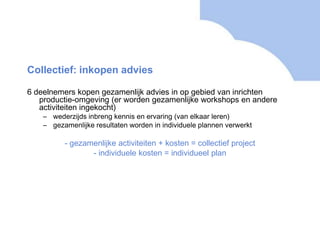  Eigen innovatieplan, individueel en collectief, maken en uitvoeren, en aanpassen aan behoefteFinancieel: PV: € 6.500 x dln (geen eigen bijdrage)