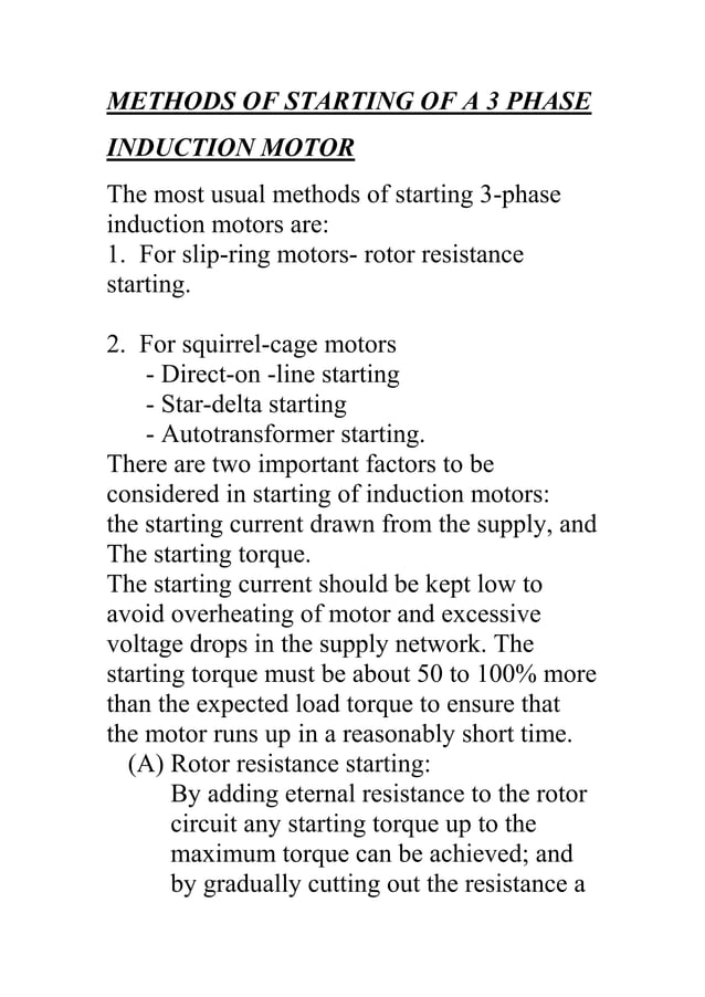 Starting method for 3 phase induction motor PDF