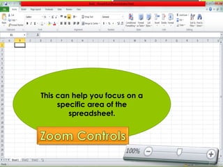 This can help you focus on a 
specific area of the 
spreadsheet. 
 
