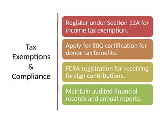 Isc Register Exemption Starting NGO India - Intro to starting an healthcare service stystem | PPTX