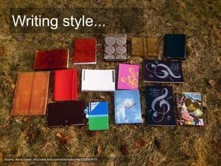 Writing style...




Source: Jenna Carver, http://www.flickr.com/photos/babyowls/2329783873/
 