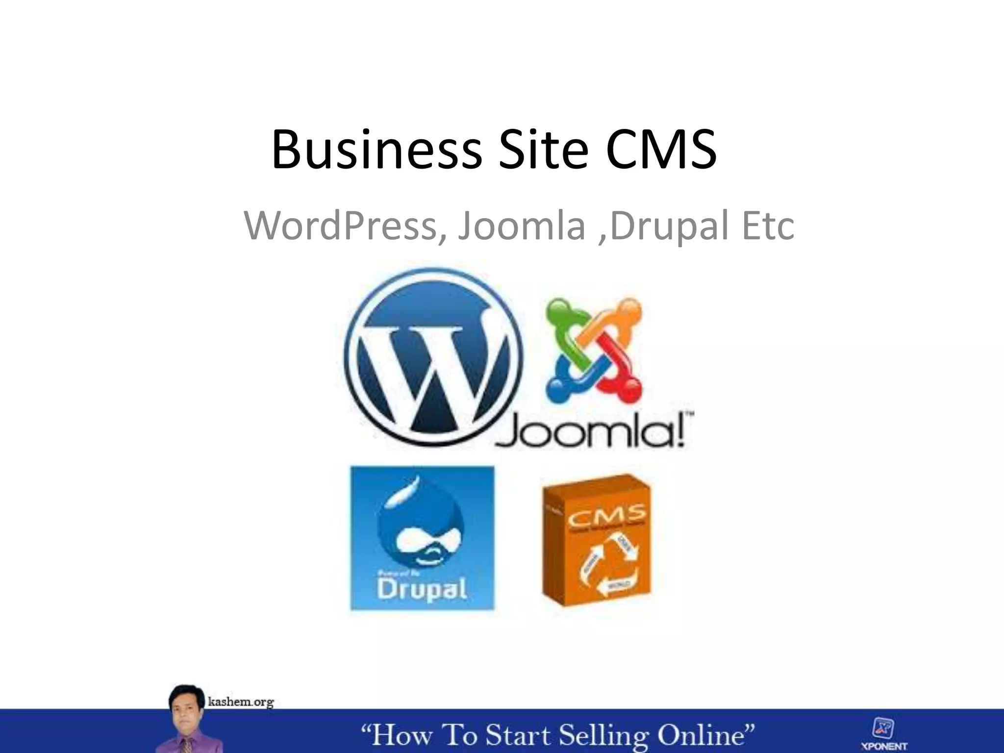 Business Site CMS
WordPress, Joomla ,Drupal Etc
 