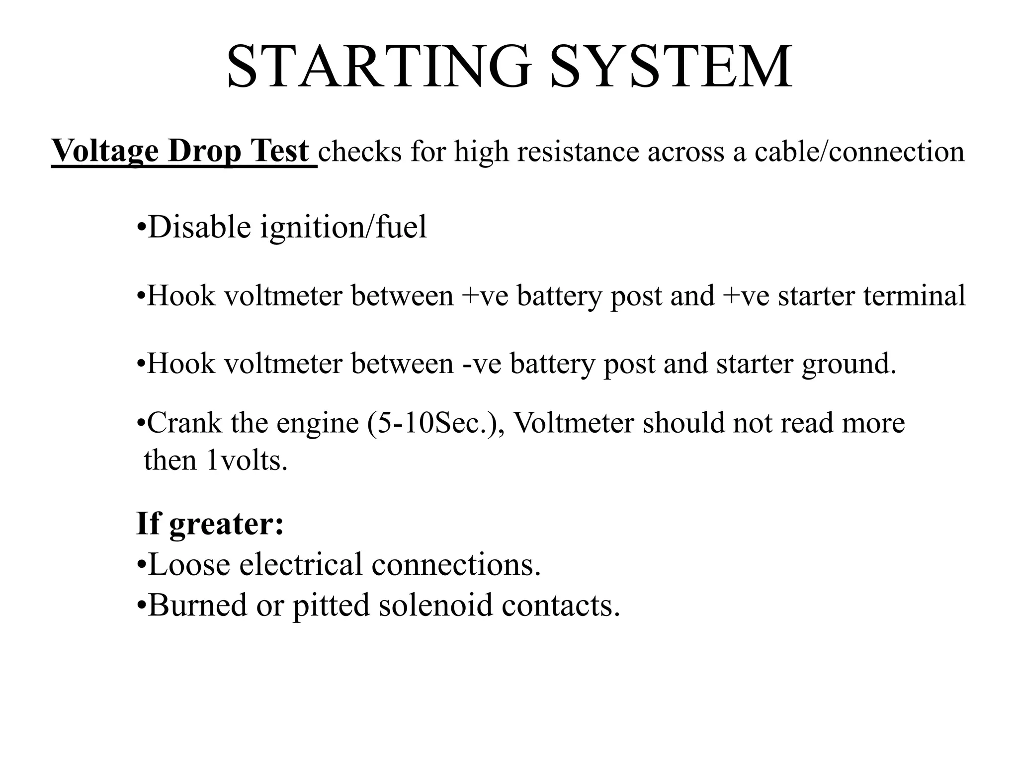 Starting system basic fundamentals & its testing methods | PPT