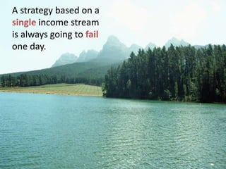 A strategy based on a single income stream is always going to fail one day.  