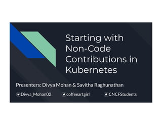 Starting With Non-Code Contributions in Kubernetes 
