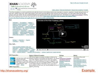 http://khanacademy.org/ Example  