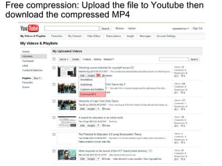 Free compression: Upload the file to Youtube then download the compressed MP4 