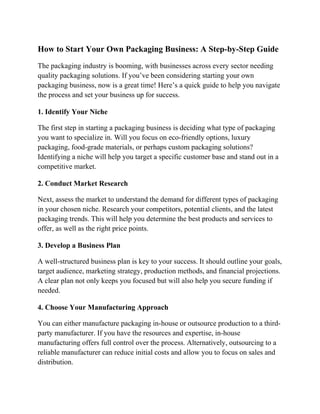 Start Own Packaging Business: Complete Guide | DOCX