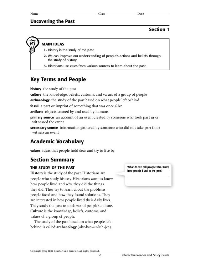 Holt Rinehart And Winston History Worksheet Answers Promotiontablecovers
