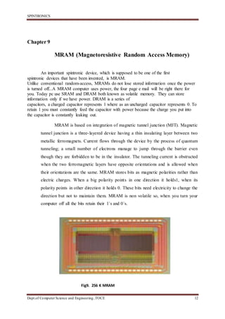 Spintronics Computer Ram VTU Seminar FULL report LATEST | DOCX